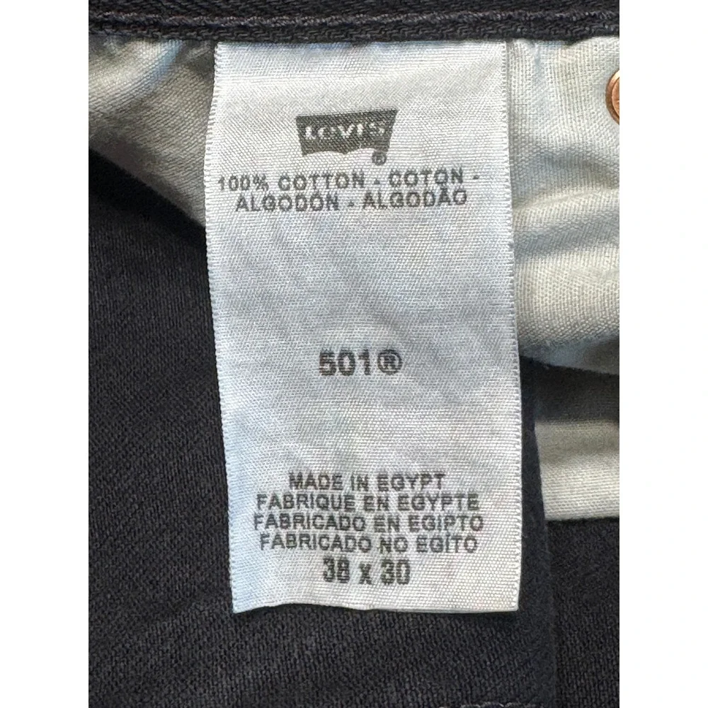 Levi's 501 Jeans Mens 38x30 Original Straight Leg Button Fly Black Denim